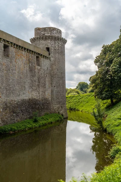 Ramparts Water Surrounding Medieval Hunaudaye Castle French Brittany Historical Monument — Stock Photo, Image