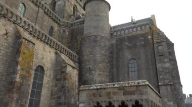Ünlü Mont Saint-Michel Abbey 'de, Manche bölümünde, Normandiya Bölgesi, Fransa