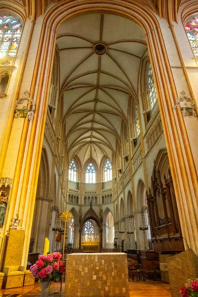 Intérieur Cathédrale Saint Corentin Dans Village Médiéval Quimper Dans Département — Photo