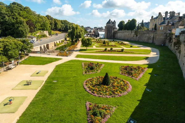 Mittelalterliche Küstenstadt Vannes Die Schönen Gärten Des Remparts Gartens Departement — Stockfoto