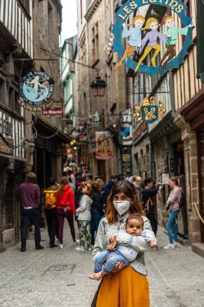 세인트 노르망디 프랑스 2021 프랑스 노르망디 지역에 생미셸 문하고 어머니 — 스톡 사진