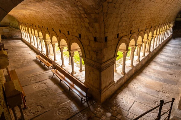 Girona Città Medievale Corridoio Colonne Nel Cortile Della Cattedrale Costa — Foto Stock