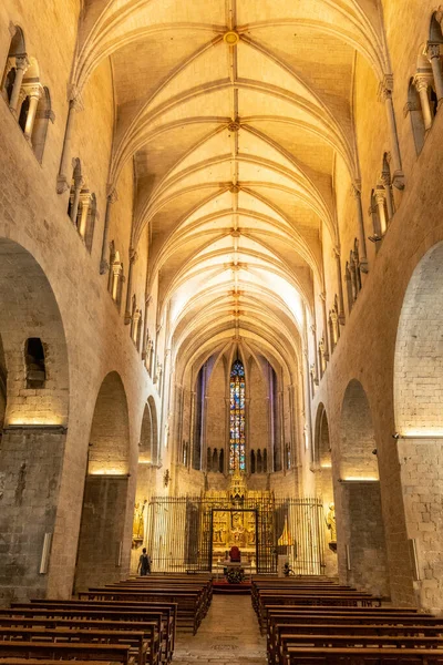 Girona Città Medievale Interno Della Basilica San Felix Costa Brava — Foto Stock