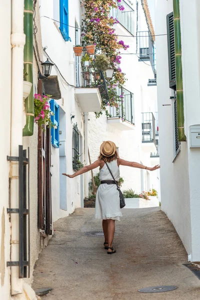 Akdeniz Gerona Katalonya Nın Costa Brava Sında Cadaques Kasabasının Sokaklarında — Stok fotoğraf