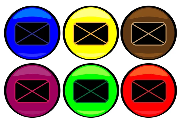 Bouton avec enveloppe postale — Image vectorielle