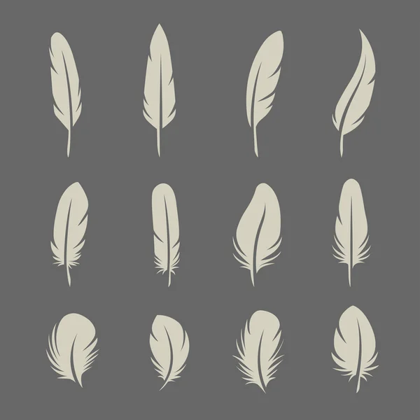 Ensemble rétro plumes — Image vectorielle