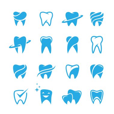 Beyaz arka plan üzerinde izole dişler Icon set