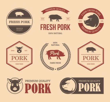 Renkli domuz eti etiketleri