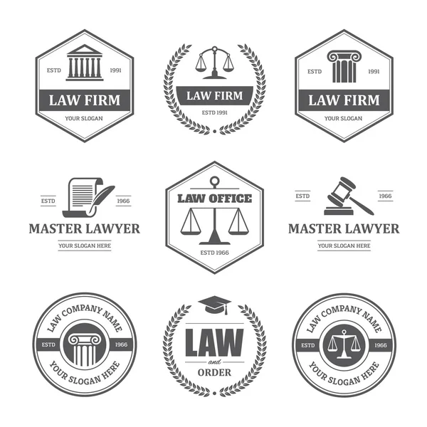 Law labels set — Stock Vector