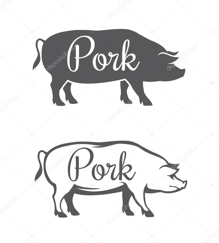 Two pork silhouettes