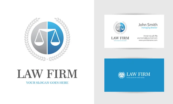 Blue law logo with scales — Stock Vector