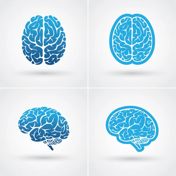 Cuatro iconos cerebrales — Vector de stock