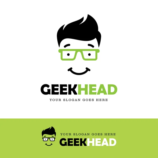 Geek Face Logo — Stock Vector