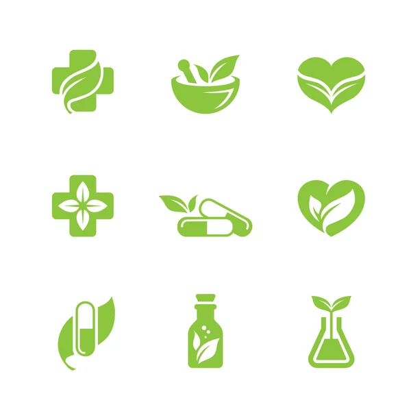 Herbal medicine icons set — Stock Vector