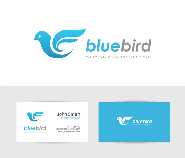 Kék madár embléma — Stock Vector