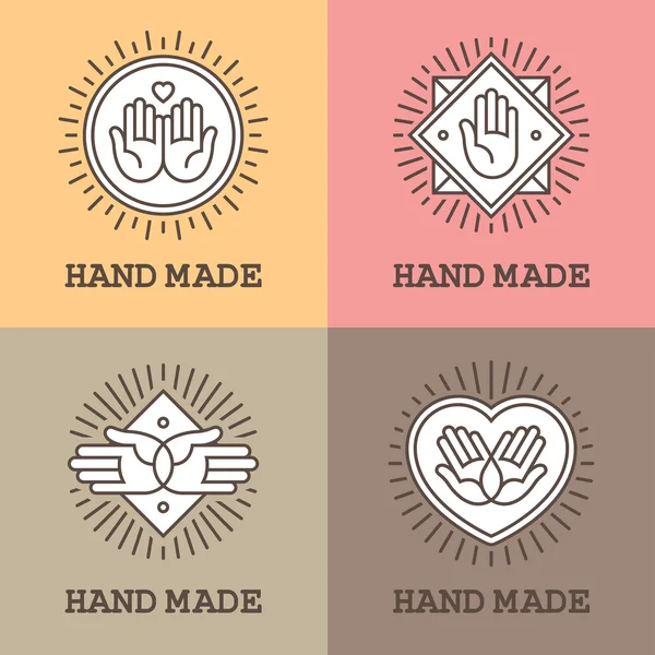 Emblemas hechos a mano con las manos — Archivo Imágenes Vectoriales