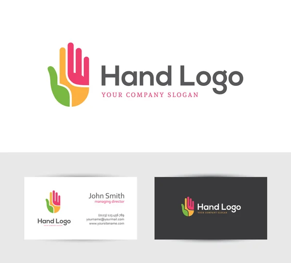 Logo colorido de la mano — Archivo Imágenes Vectoriales