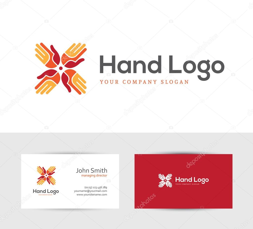 Logo with four hands ⬇ Vector Image by © maglyvi Vector Stock 117708776