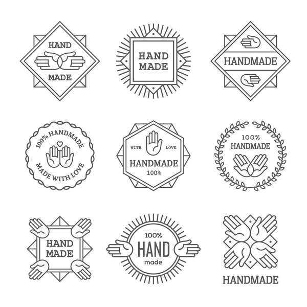 Black outline handmade labels set