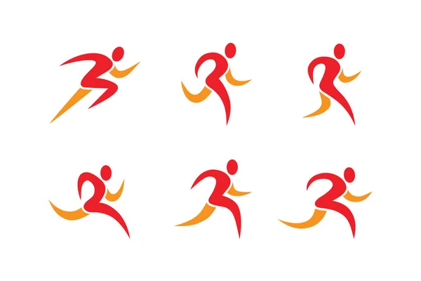 Běžící Ikony Symboly Lidí Sportovní Klub Atletika Fitness Design Loga — Stockový vektor