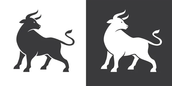 Ilustración Vectorial Silueta Toro Blanco Negro Signo Tauro Símbolo Buey — Vector de stock