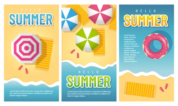 Summer Holidays Travel Party Sale Vertical Banner Templates Set Sea — Stock Vector