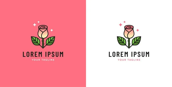 Logotipo Floral Com Ilustração Rosa Flor Ícone Vetorial —  Vetores de Stock