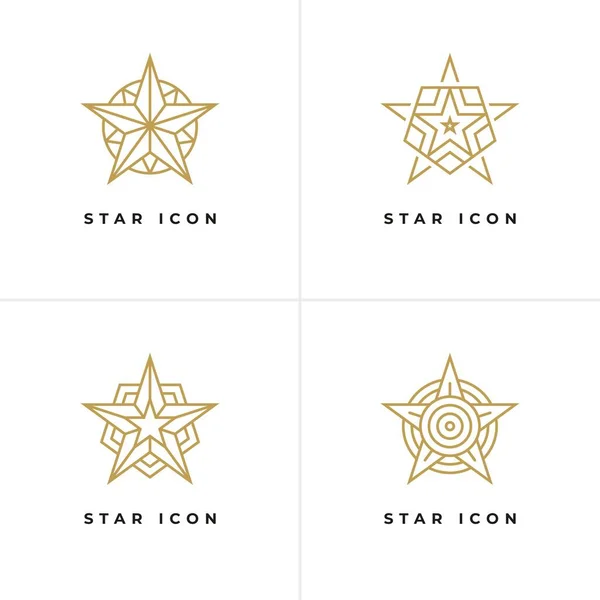 Quatro Ícones Forma Estrela Modelos Logotipo Mbolo Sucesso Prêmio Emblema —  Vetores de Stock