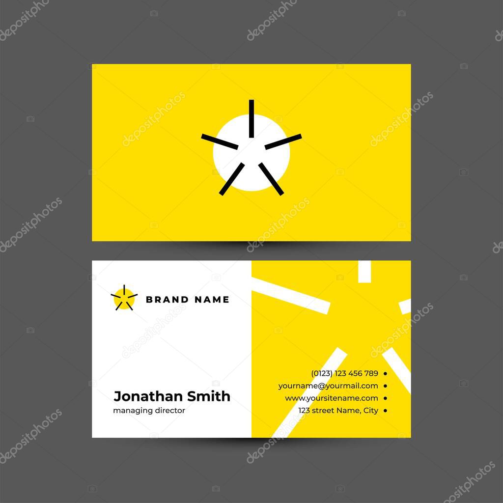 Minimalist abstract star logo with business card template. Corporate brand identity vector design.