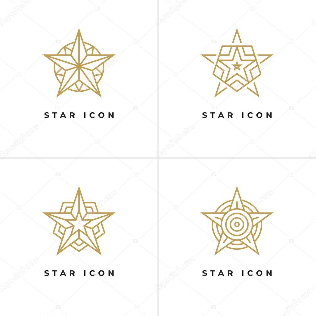 Four star shape icons, logo templates. Success and award symbol, winner emblem.
