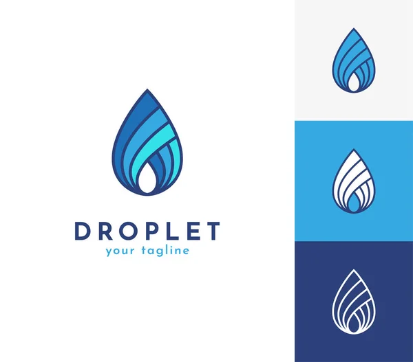 Abstract Water Drop Line Icon Symbol Aqua Liquid Droplet Logo — Stock Vector