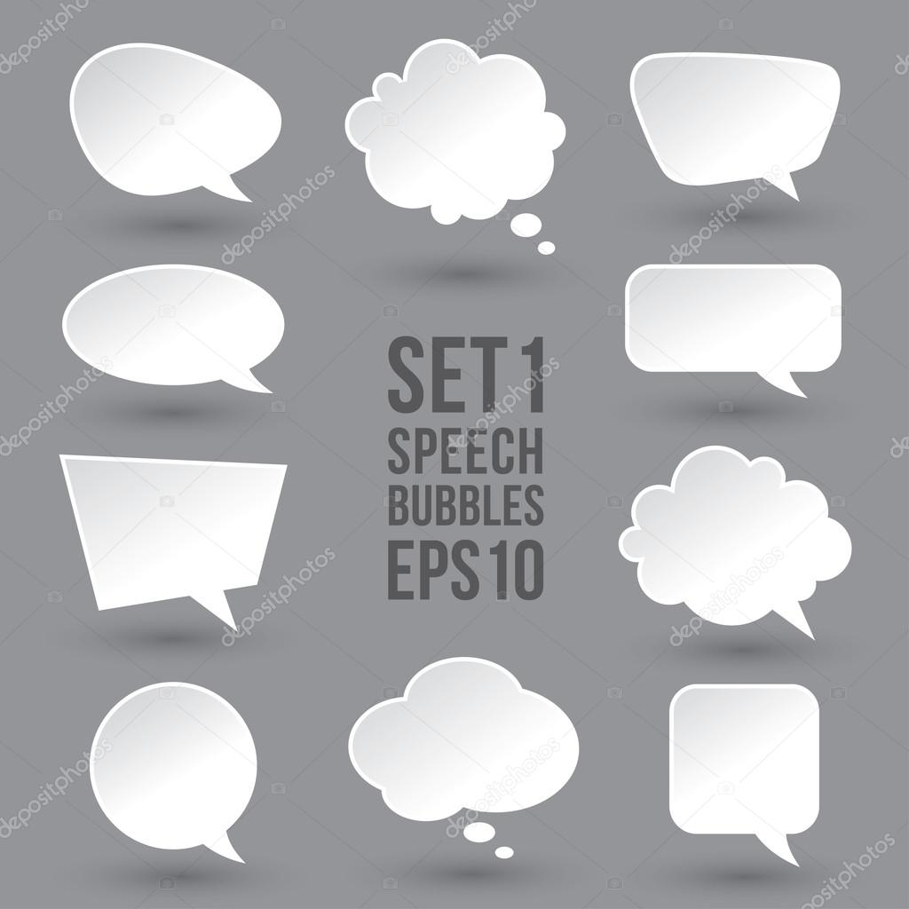 White speech bubbles set