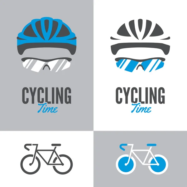 Bicicleta, casco y gafas de ciclismo — Vector de stock