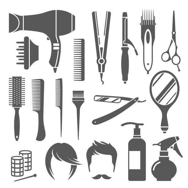 Hairdressing equipment symbols — Stock Vector