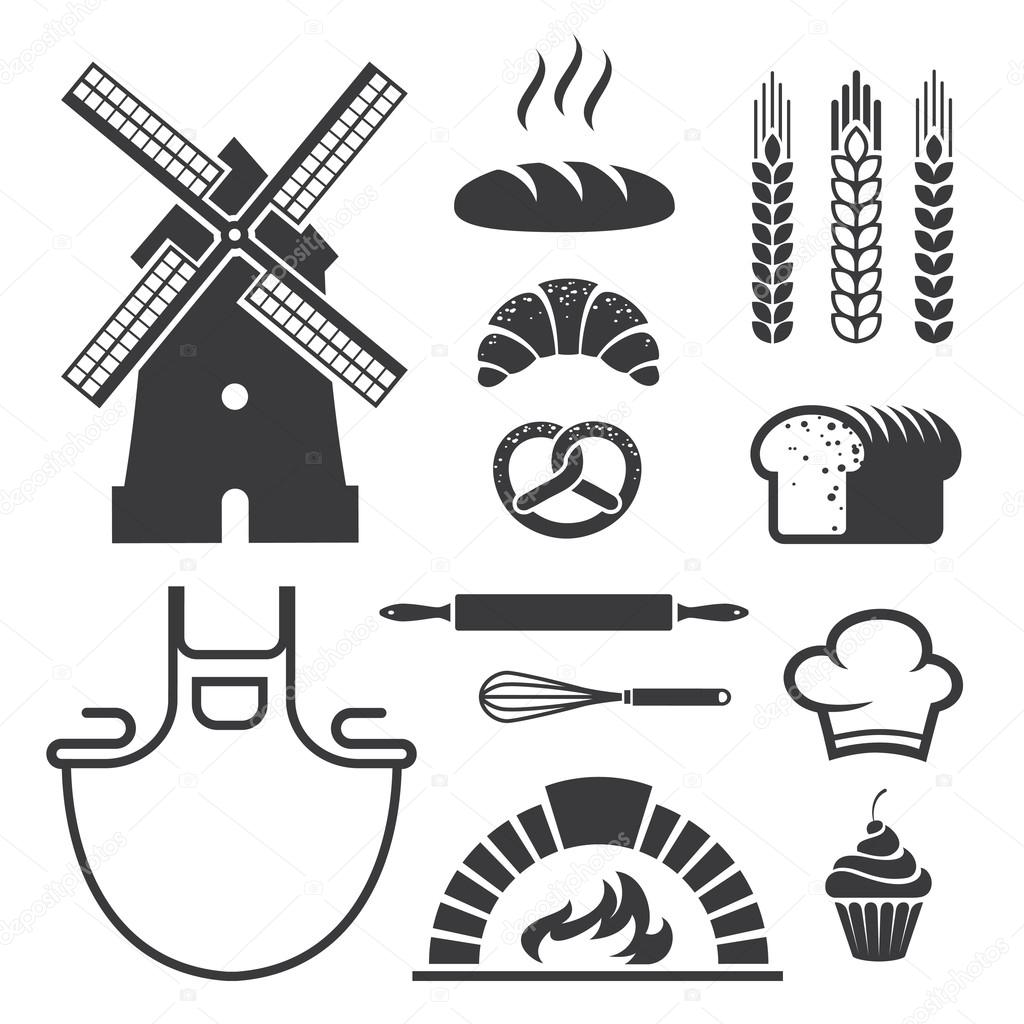 Bakery icons and symbols