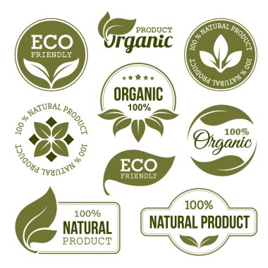 Green Organic Products Labels  clipart