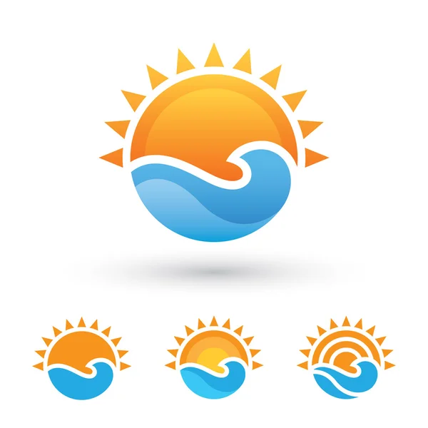 Symbole Soleil et mer — Image vectorielle