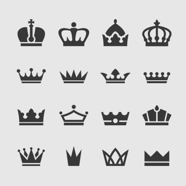 Siyah taç Icons set