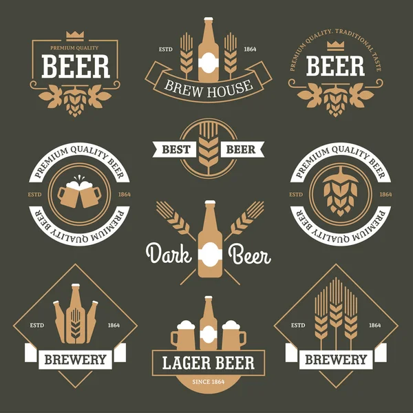 深绿色的背景啤酒徽章 — 图库矢量图片