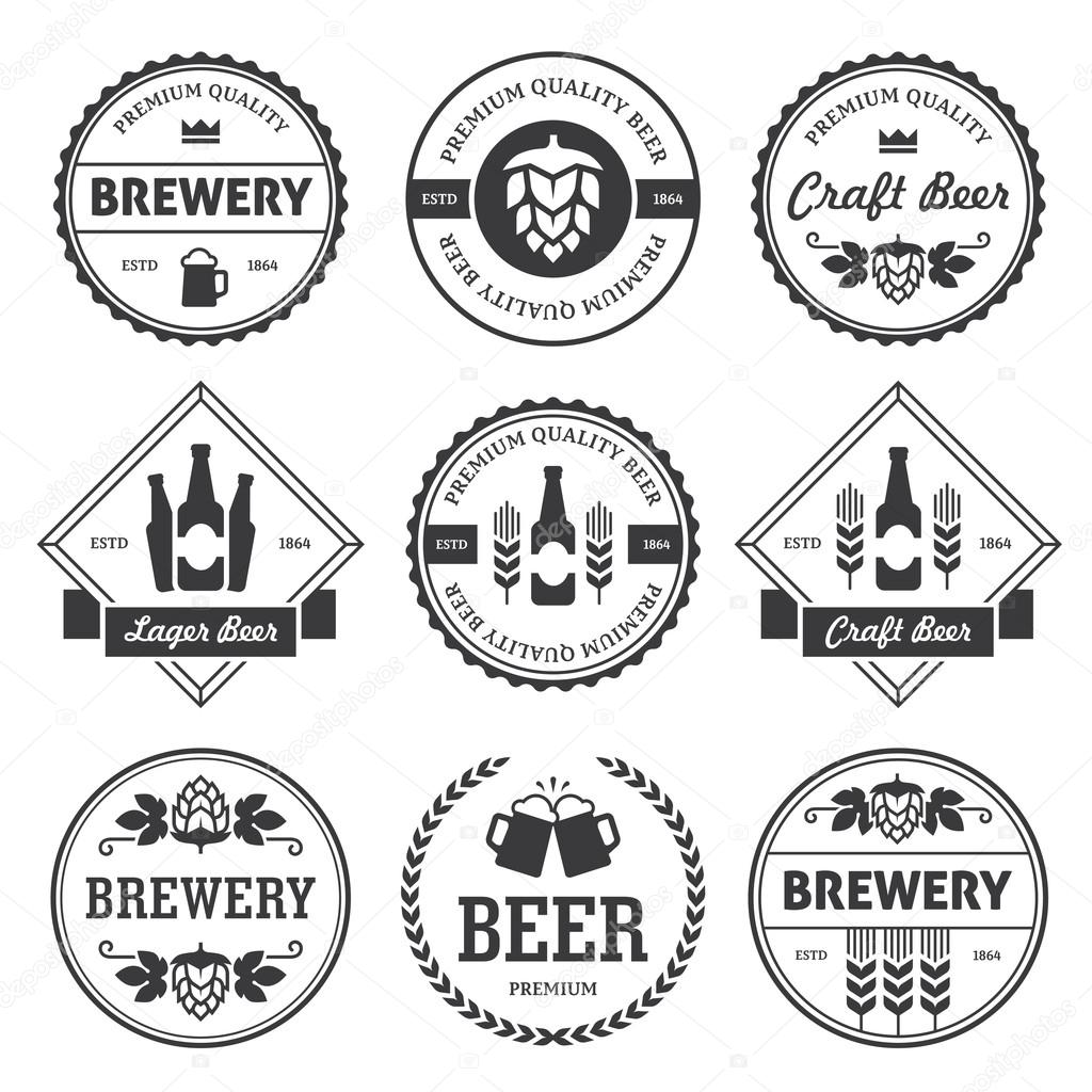 Black beer labels isolated on white