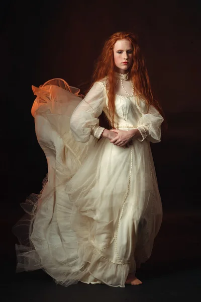 Retrato da mulher elegante no vestido da era medieval . — Fotografia de Stock