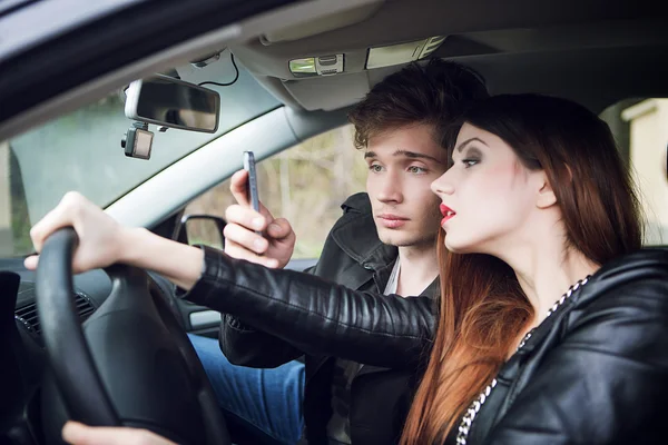 Time before accident, traffic accidents, driving,female driver — Stock Photo, Image