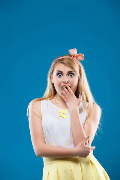 Girl in the studio, pin-up, flirting, showing different emotions — Stock Photo, Image