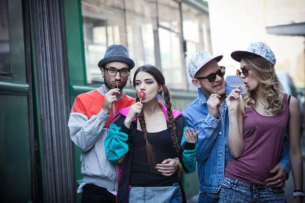 Youth party. stylish people. bright . fun in the company. — Stock Photo, Image