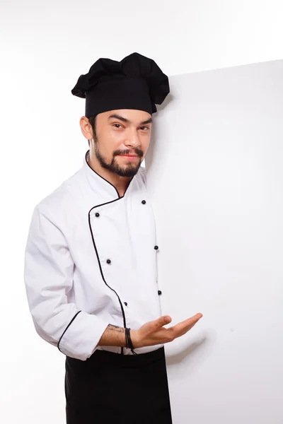 Koch auf weißem Hintergrund mit viel Platz zum Schreiben — Stockfoto