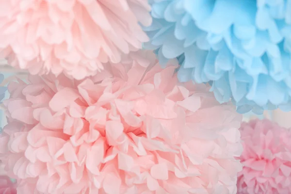 Pompons gros plan, rose et bleu . — Photo