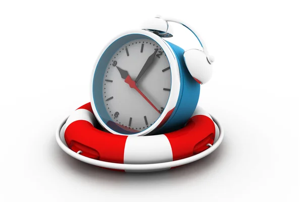 Alarm clock with Life Buoy — Stock Photo, Image