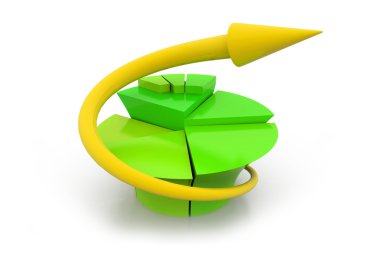 3D iş büyüme pasta grafiği
