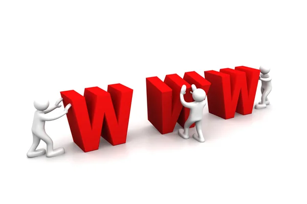 3d web trabajadores con WWW signo — Foto de Stock
