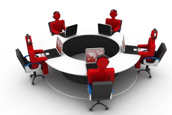 3d people working on office , roundtable — Stock Photo, Image